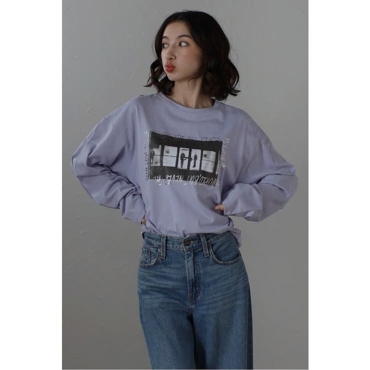LAVENDER | オーバーサイズフォト箔ロゴロンT 88-004086 | BONJOUR SAGAN