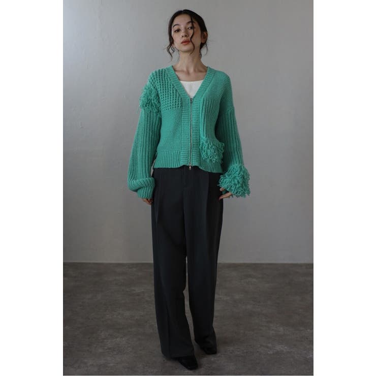 ループフリンジVネックジップカーディガン 88-004087 | BONJOUR SAGAN | 詳細画像3 