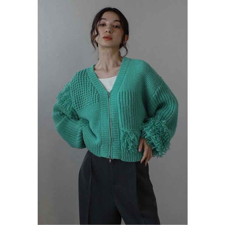 ループフリンジVネックジップカーディガン 88-004087 | BONJOUR SAGAN | 詳細画像4 