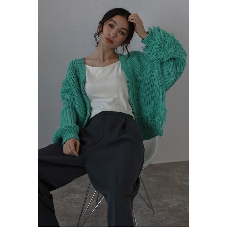 ループフリンジVネックジップカーディガン 88-004087 | BONJOUR SAGAN | 詳細画像5 