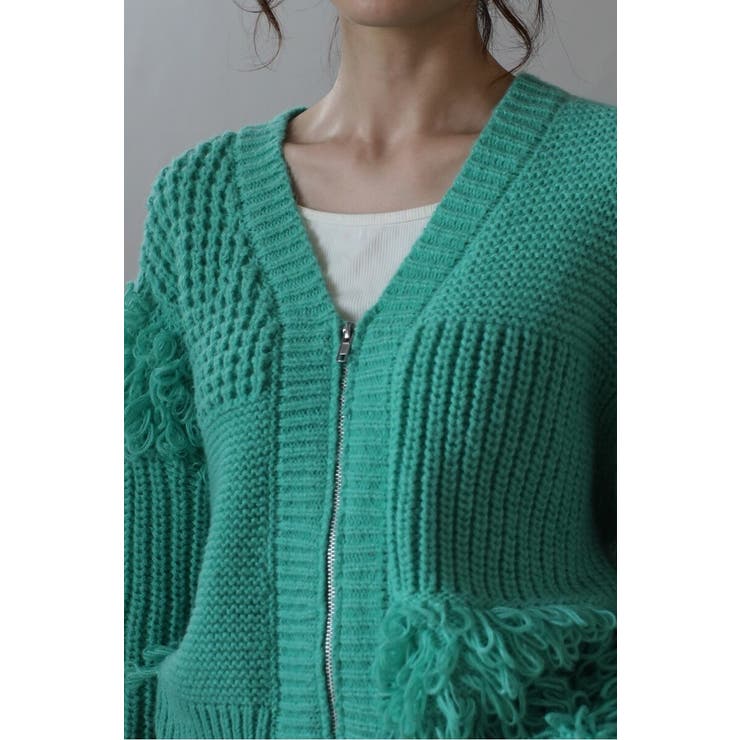 ループフリンジVネックジップカーディガン 88-004087 | BONJOUR SAGAN | 詳細画像10 