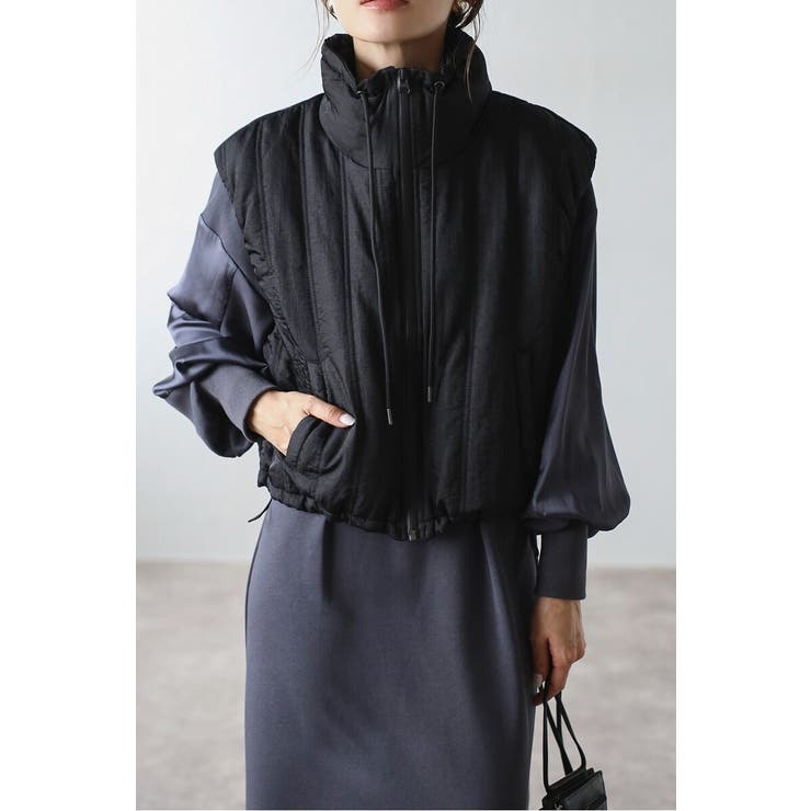 BLACK | 中綿ショートベスト 88-004119 | BONJOUR SAGAN