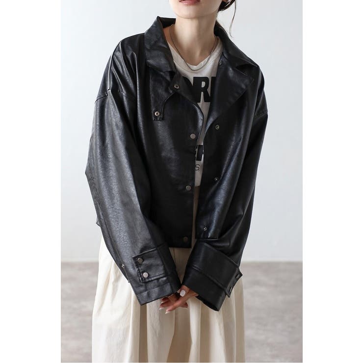 フェイクレザーショート丈ブルゾン 88-004157 | BONJOUR SAGAN | 詳細画像1 