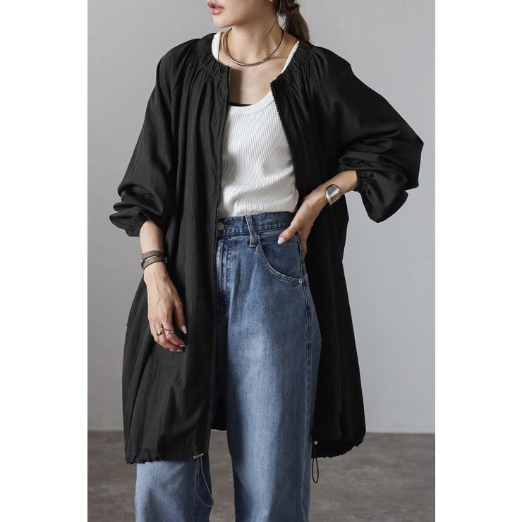 LIGHT-BLACK | ノーカラードロストロングブルゾン 88-004162 | BONJOUR SAGAN