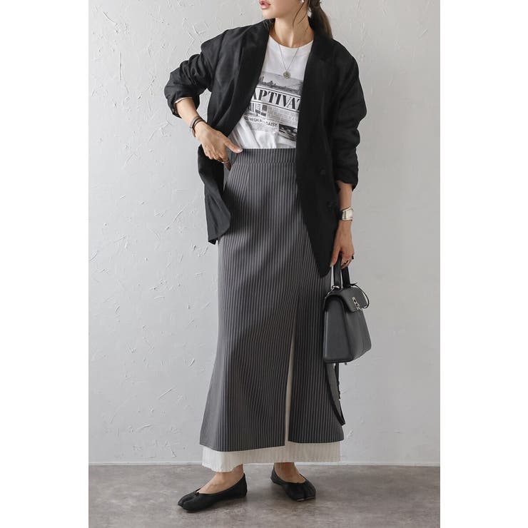 レイヤード風ピンストライプスカート 88-004165 | BONJOUR SAGAN | 詳細画像4 