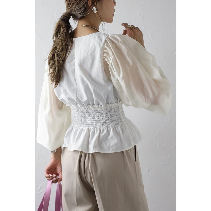 シアースリーブシャーリングペプラムブラウス 88-004182 | BONJOUR SAGAN | 詳細画像4 