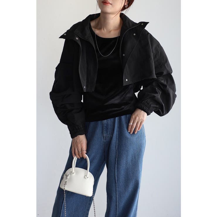 BLACK | レイヤード風ワッシャーナイロンマウンテンパーカー 88-004201 | BONJOUR SAGAN