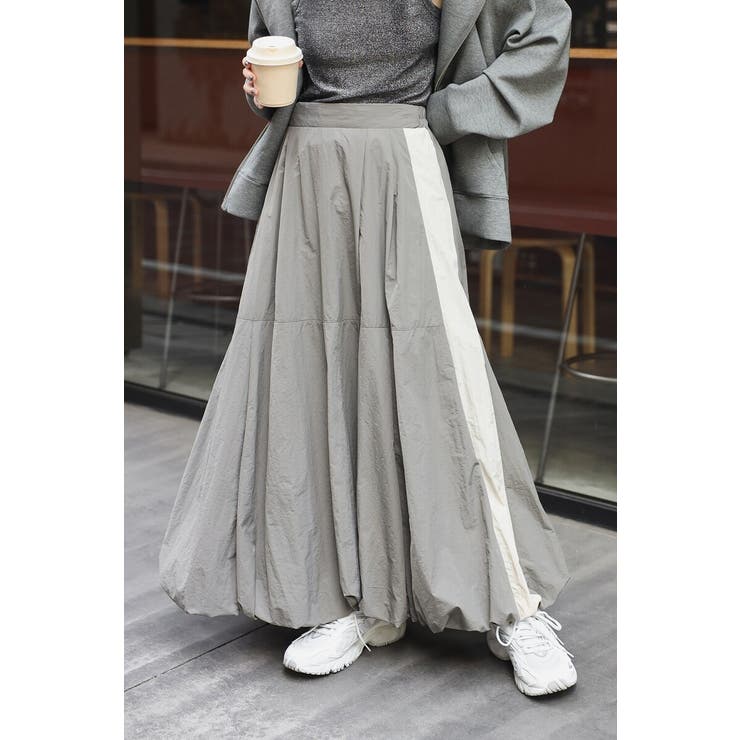 GRAY-BEIGE | サイドラインバルーンスカート 88-004229 | BONJOUR SAGAN