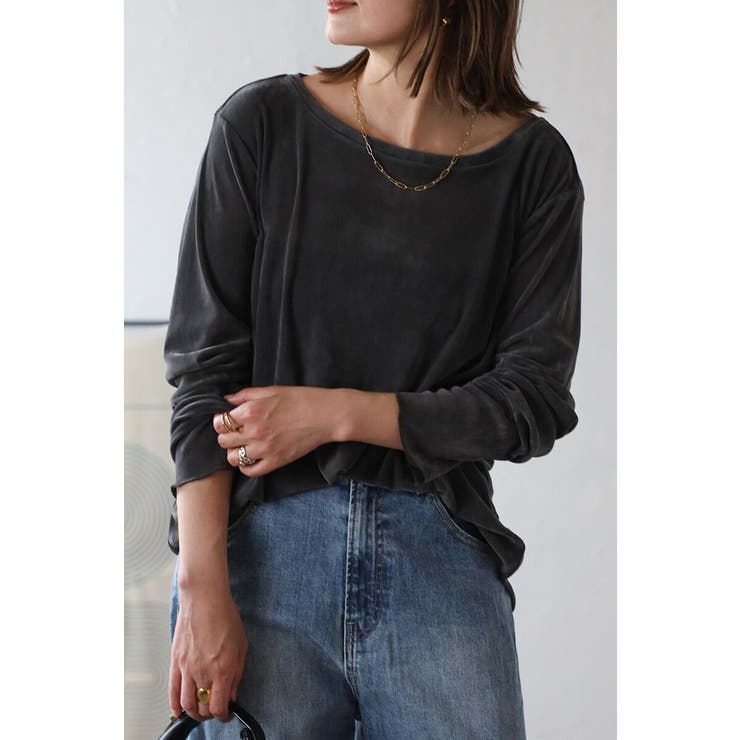 CHARCOAL-GRAY | リラックスシアーベロアロンT 88-004232 | BONJOUR SAGAN