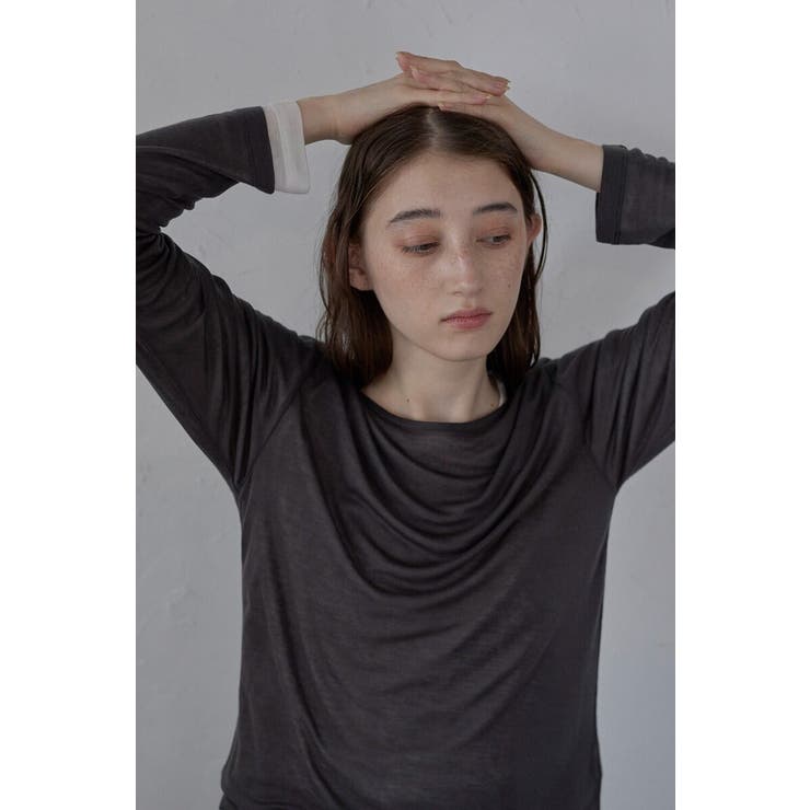 CHARCOAL-GRAY | long sleeve sheer | BONJOUR SAGAN