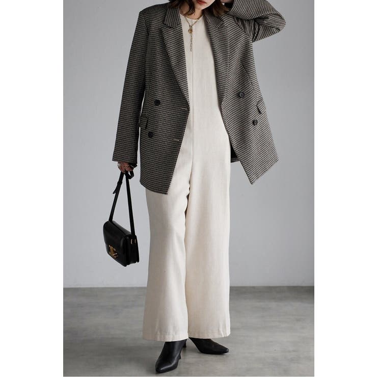 IVORY | ヘリンボーンAラインオールインワン 88-004241 | BONJOUR SAGAN