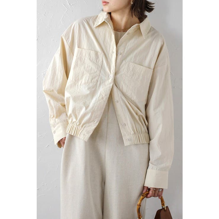 IVORY | 裾ギャザーナイロンミドルシャツジャケット 88-004245 | BONJOUR SAGAN
