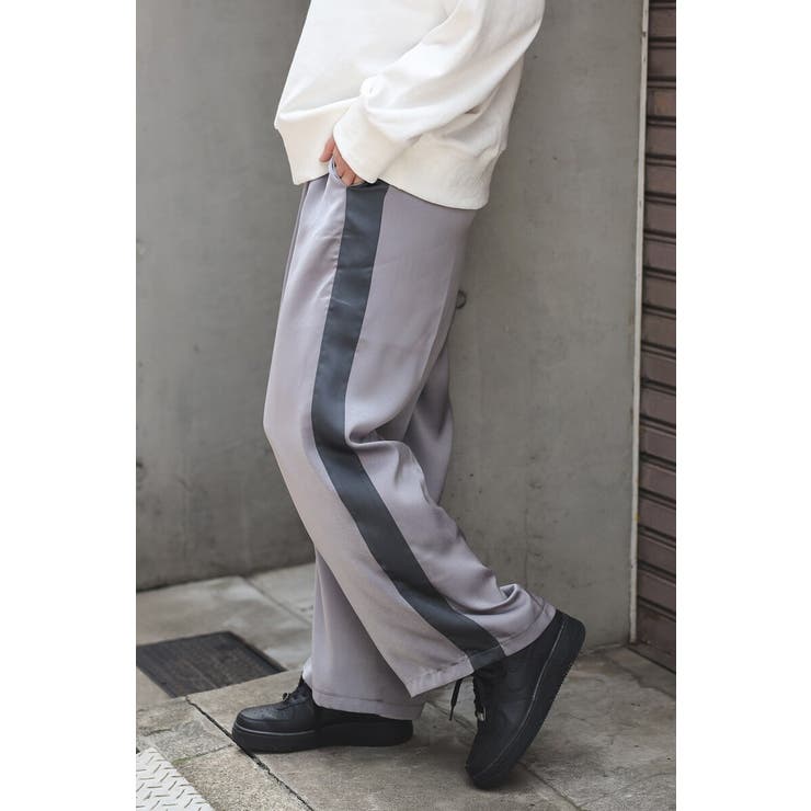 GRAY | サイドラインマットサテンパンツ 88-004250 | BONJOUR SAGAN
