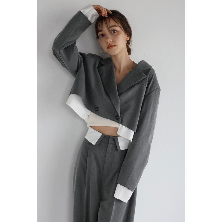 DARK-GRAY | layered design short | BONJOUR SAGAN