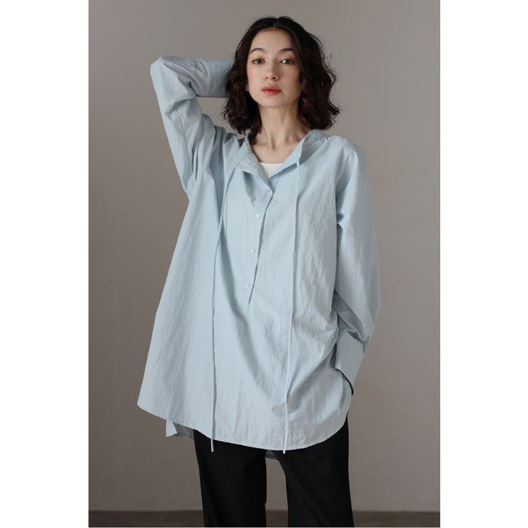 LIGHT-BLUE | ノーカラーリボンチュニック 88-004264 | BONJOUR SAGAN