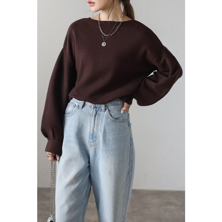 前後2WAYボリュームスリーブ裾タック静電気防止ニット 88-004265 | BONJOUR SAGAN | 詳細画像3 