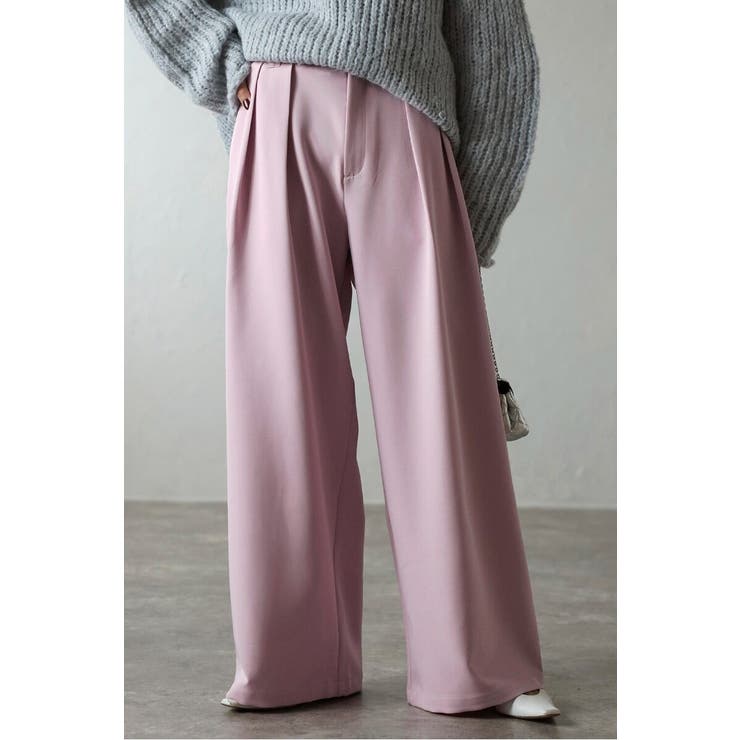 LIGHT-PINK | ツータックワイドパンツ 88-004270 | BONJOUR SAGAN