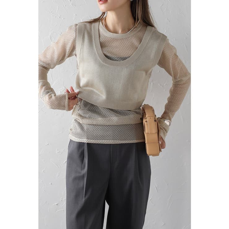 BEIGE | メタリックシアーニットセット 88-004272 | BONJOUR SAGAN