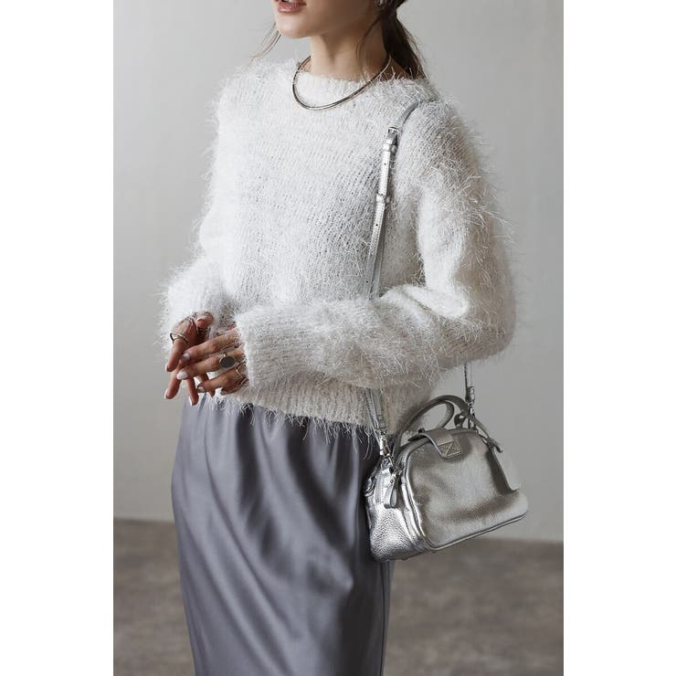 OFF-WHITE | 前後2WAYシャギークルーネックカーディガン 88-004275 | BONJOUR SAGAN