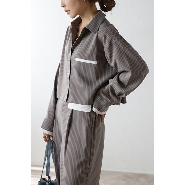 ピンストライプジェットポケットクロップドシャツ 88-004277 | BONJOUR SAGAN | 詳細画像8 