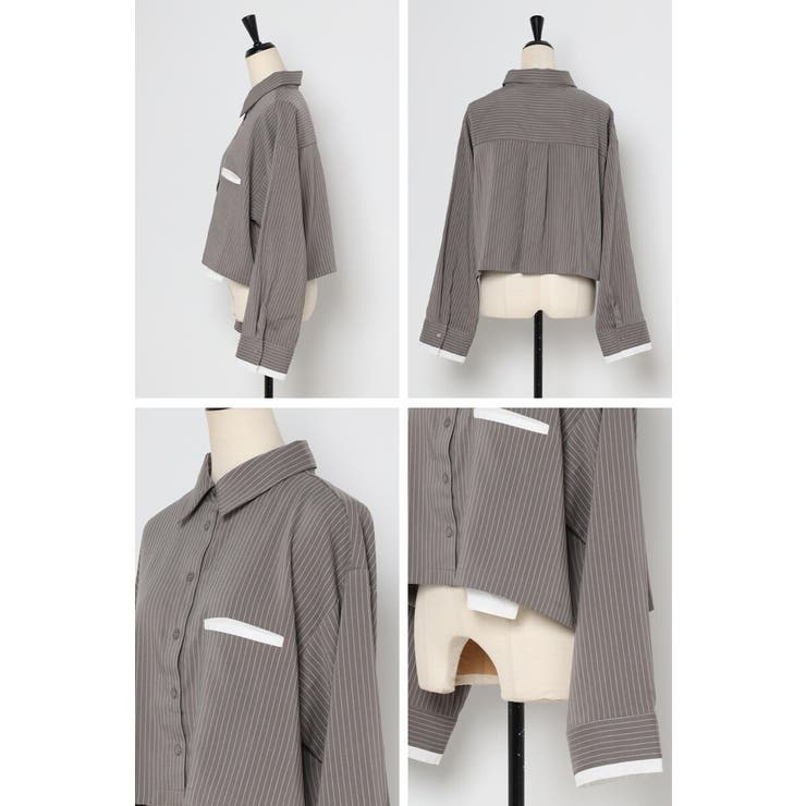 ピンストライプジェットポケットクロップドシャツ 88-004277 | BONJOUR SAGAN | 詳細画像24 