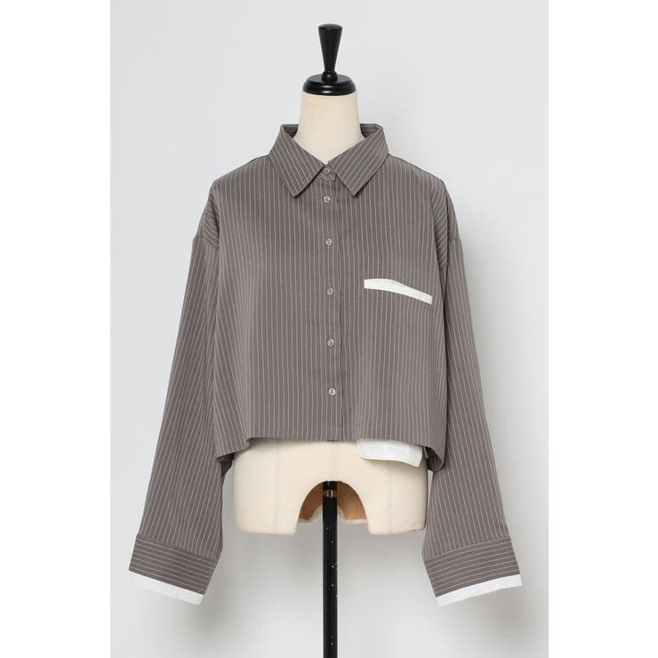 ピンストライプジェットポケットクロップドシャツ 88-004277 | BONJOUR SAGAN | 詳細画像26 