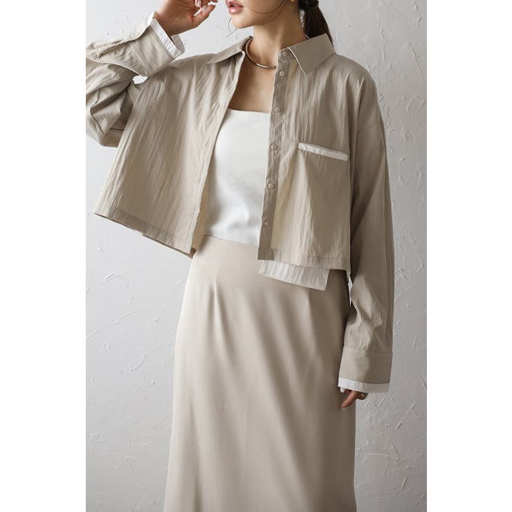 LIGHT-BEIGE | ジェットポケットクロップドシャツ 88-004278 | BONJOUR SAGAN