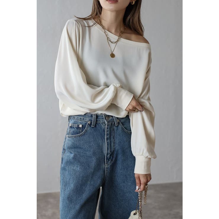 IVORY | サテンロングスリーブTシャツ 88-004345 | BONJOUR SAGAN