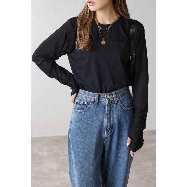 チュール切り替えロングスリーブTシャツ 88-004346 | BONJOUR SAGAN | 詳細画像2 