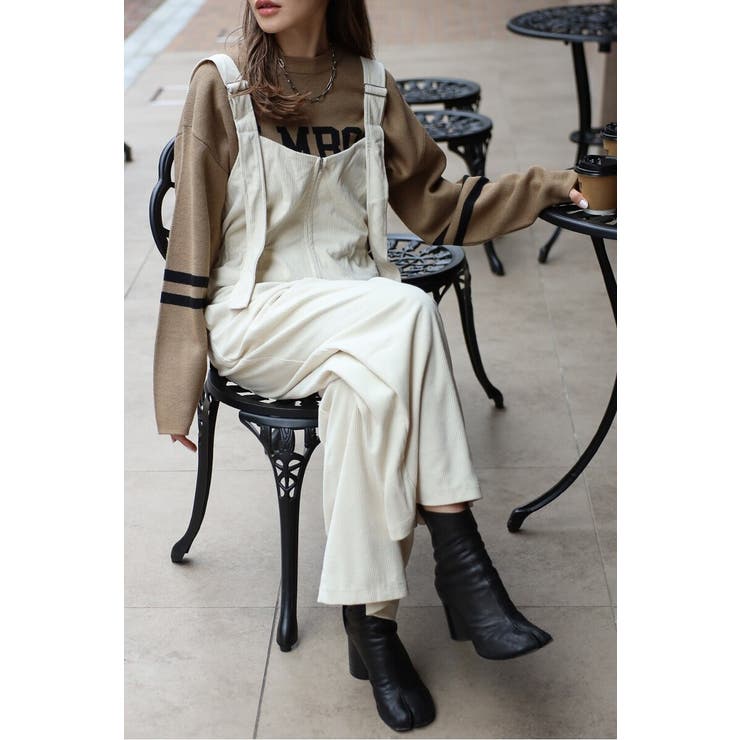 IVORY | フロントジップコーデュロイオールインワン 88-004353 | BONJOUR SAGAN