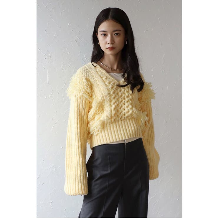 LIGHT-YELLOW | loop knitting V | BONJOUR SAGAN