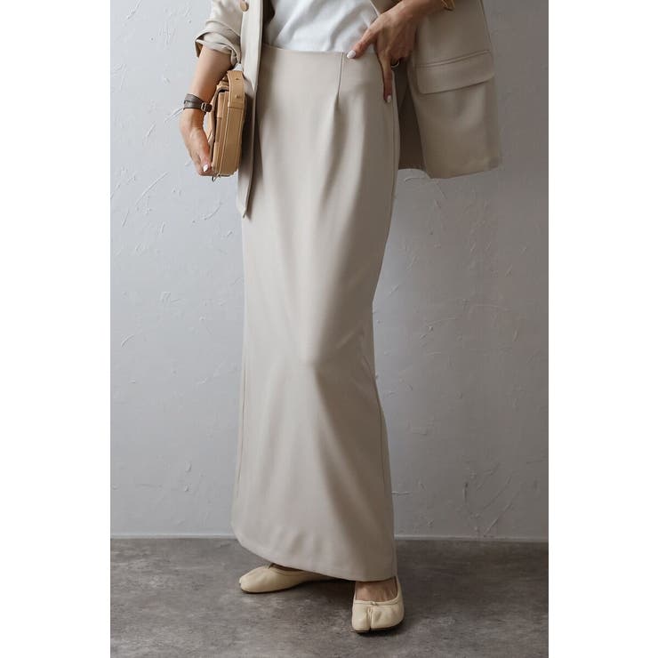 LIGHT-BEIGE | バックスリットIラインスカート 88-004364 | BONJOUR SAGAN