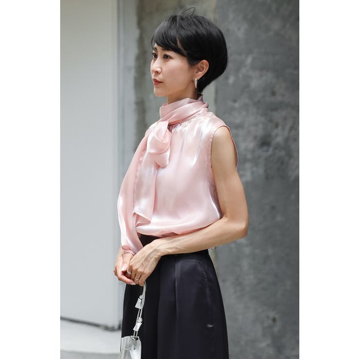 2WAYリボンオーガンジブラウス×サテンタックワイドパンツセットアップ 88 0… | BONJOUR SAGAN | 詳細画像7 