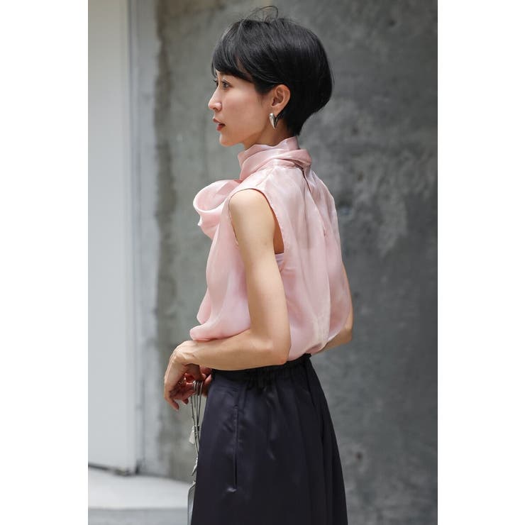 2WAYリボンオーガンジブラウス×サテンタックワイドパンツセットアップ 88 0… | BONJOUR SAGAN | 詳細画像8 