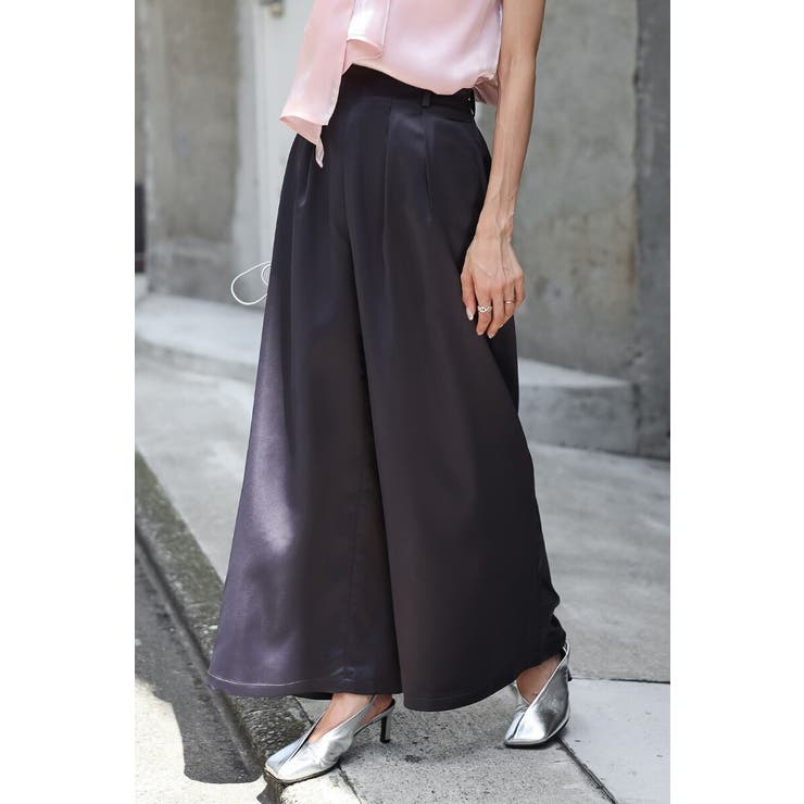 2WAYリボンオーガンジブラウス×サテンタックワイドパンツセットアップ 88 0… | BONJOUR SAGAN | 詳細画像9 