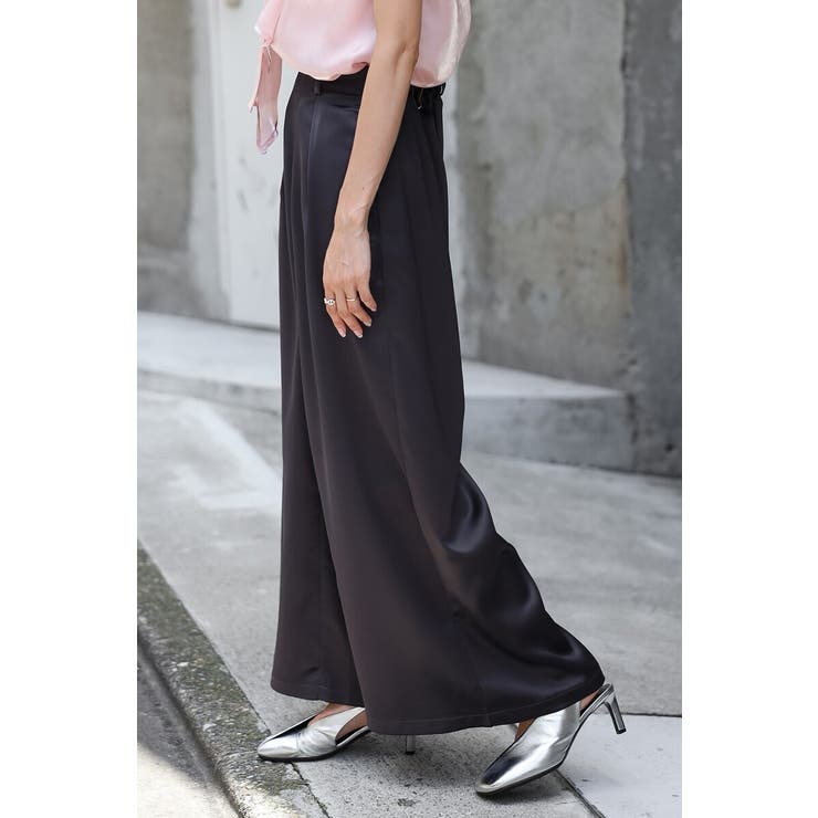 2WAYリボンオーガンジブラウス×サテンタックワイドパンツセットアップ 88 0… | BONJOUR SAGAN | 詳細画像10 