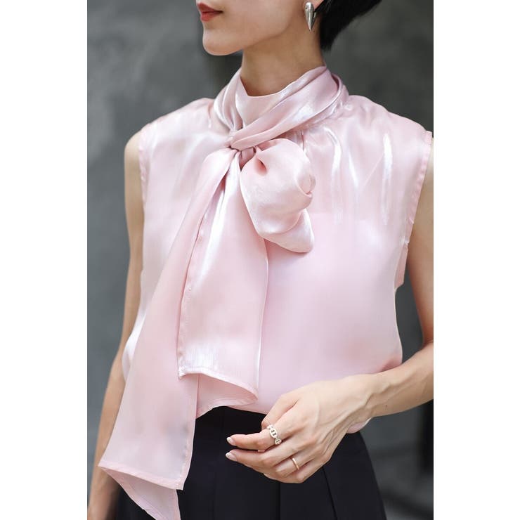 2WAYリボンオーガンジブラウス×サテンタックワイドパンツセットアップ 88 0… | BONJOUR SAGAN | 詳細画像12 