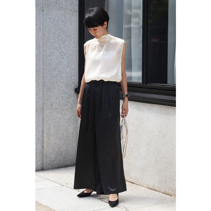 2WAYリボンオーガンジブラウス×サテンタックワイドパンツセットアップ 88 0… | BONJOUR SAGAN | 詳細画像18 