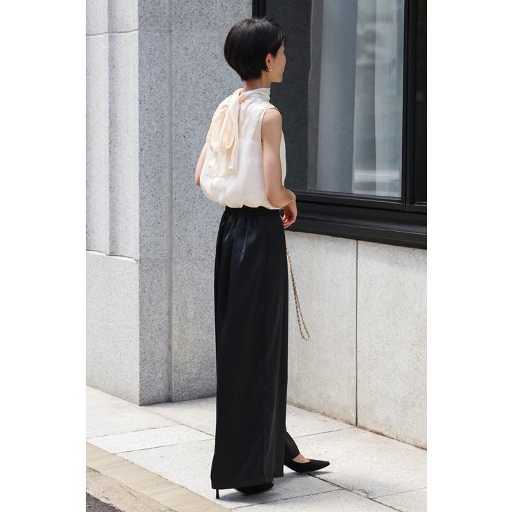 2WAYリボンオーガンジブラウス×サテンタックワイドパンツセットアップ 88 0… | BONJOUR SAGAN | 詳細画像19 