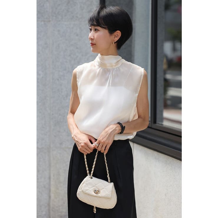 2WAYリボンオーガンジブラウス×サテンタックワイドパンツセットアップ 88 0… | BONJOUR SAGAN | 詳細画像22 