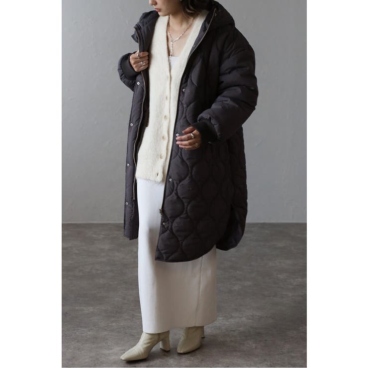 CHARCOAL-GRAY | 袖切り替えドロストキルティングコート 88-004370 | BONJOUR SAGAN