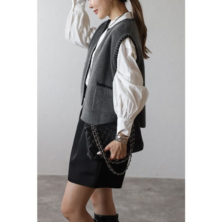 ハマグリステッチニットベスト 88-004375 | BONJOUR SAGAN | 詳細画像2 