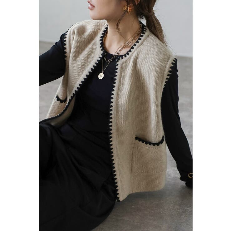 ハマグリステッチニットベスト 88-004375 | BONJOUR SAGAN | 詳細画像9 