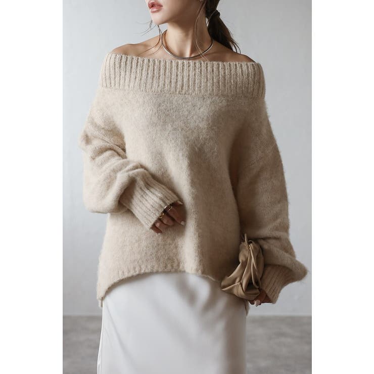BEIGE | アルパカタッチオフショルニット 88-004381 | BONJOUR SAGAN