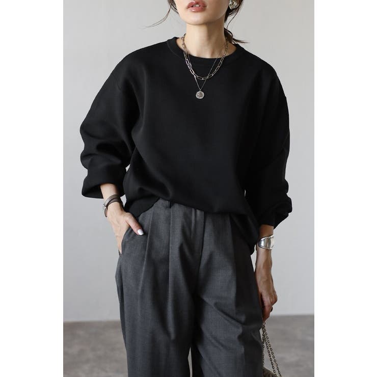 BLACK | バレルスリーブサイドリブニットプルオーバー 88-004390 | BONJOUR SAGAN