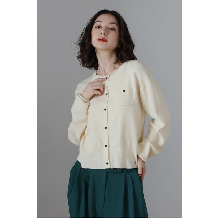 IVORY | ミニポケットニットカーディガン 88-004401 | BONJOUR SAGAN