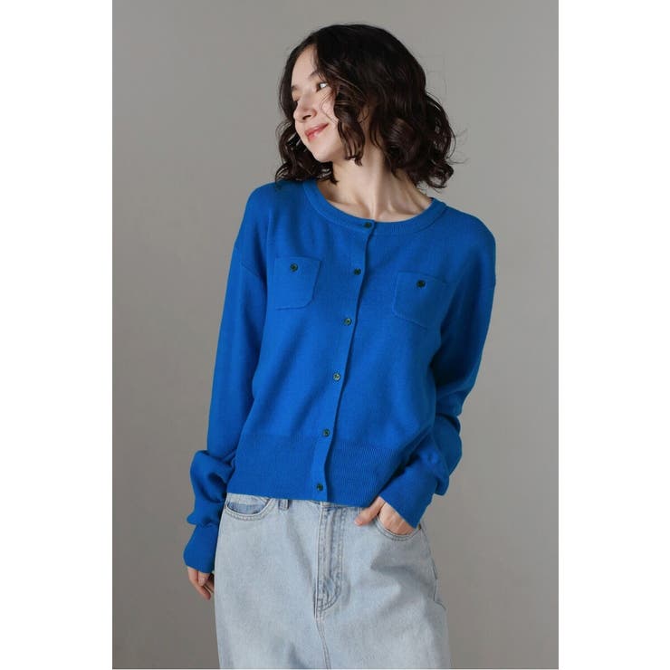 BLUE | ミニポケットニットカーディガン 88-004401 | BONJOUR SAGAN
