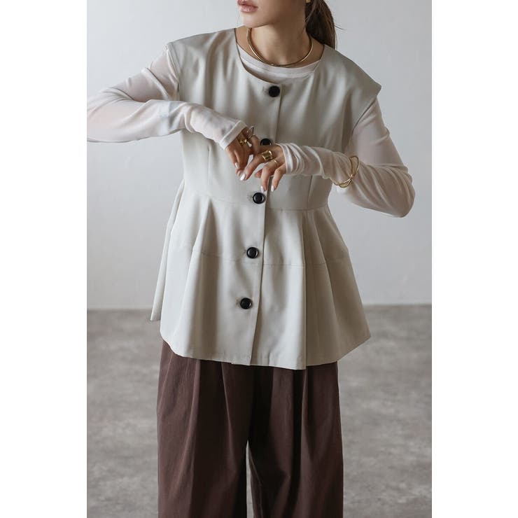 ECRU | フレンチスリーブペプラムベスト 88-004408 | BONJOUR SAGAN