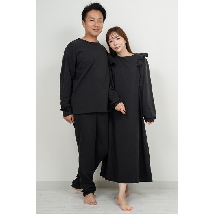 BLACK | 【体温保持・リフレッシュ】極眠スウェットルームウェア 88-004405 | BONJOUR SAGAN