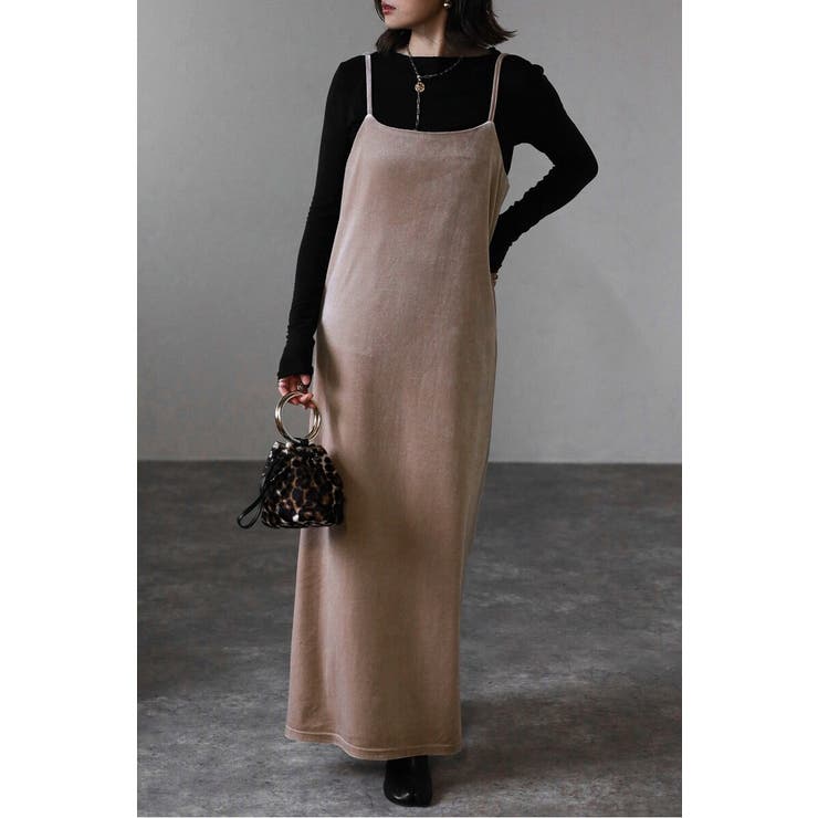BEIGE | バックリボンベロアキャミワンピース 88-004415 | BONJOUR SAGAN